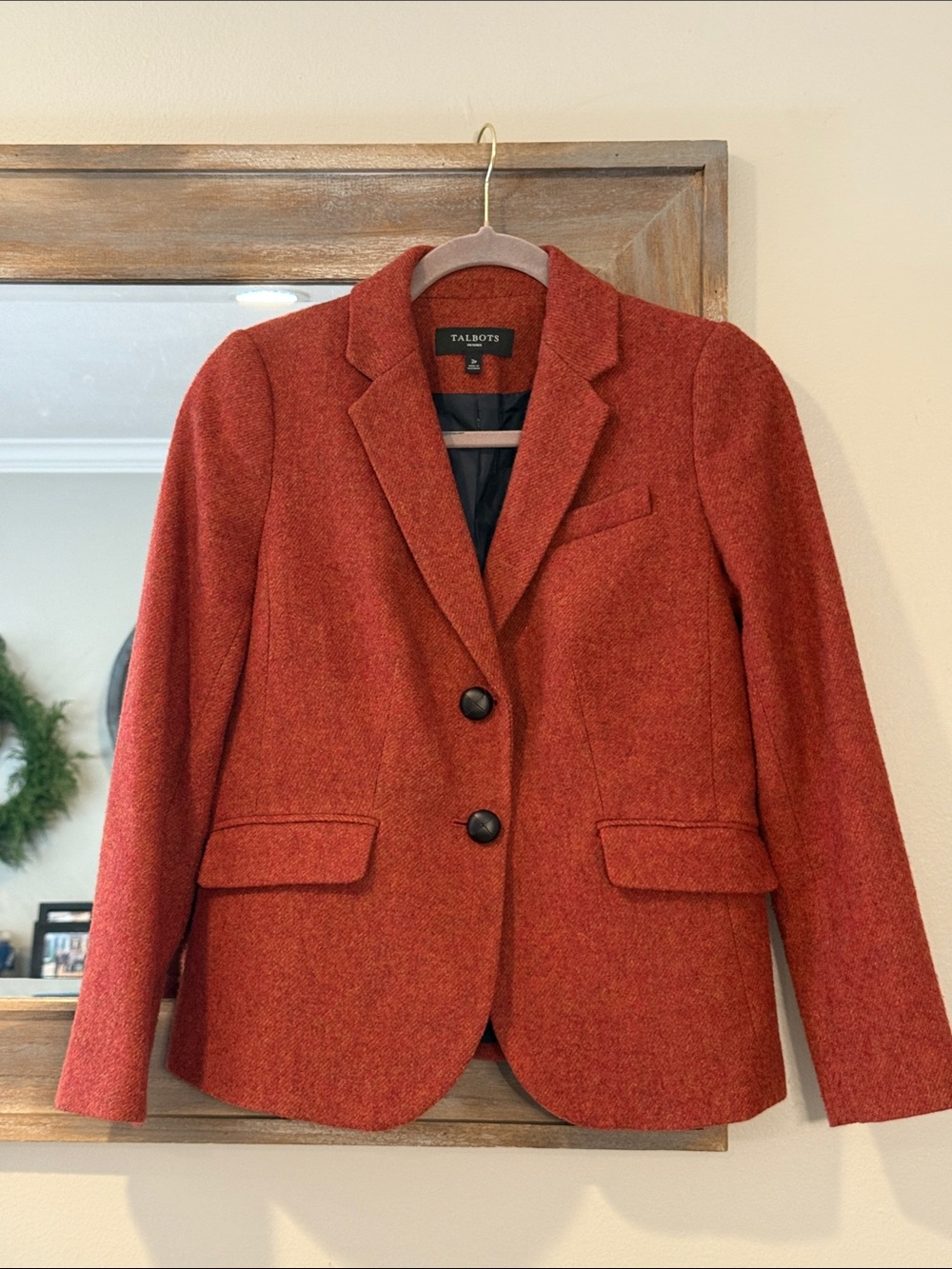 Talbots Rust Red Wool Blend Tailored Blazer